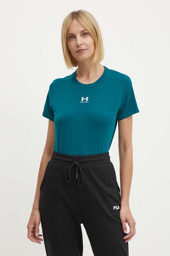 Under Armour t-shirt γυναικείο με βαμβάκι Campus Core με ελαστάν πράσινο 1383648