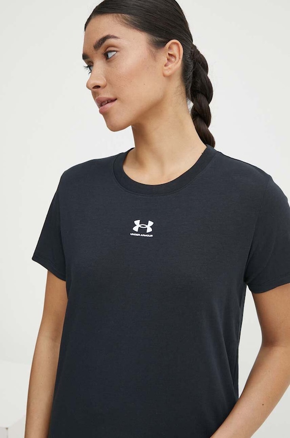Under Armour t-shirt női pamuttal Campus Core elasztánnal fekete 1383648