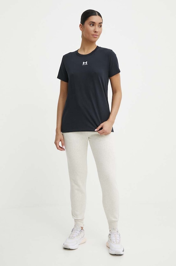 Under Armour t-shirt női pamuttal Campus Core 1383648 fekete SS26