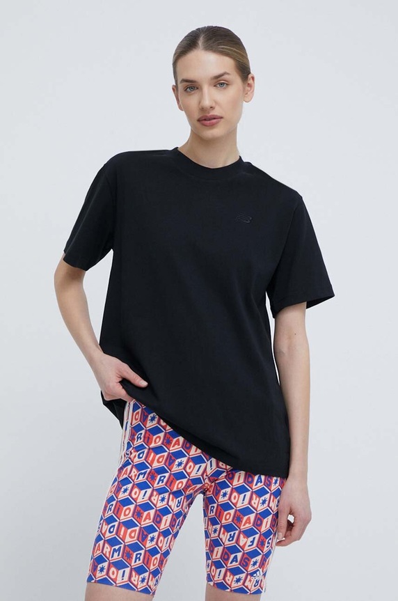 New Balance t-shirt bawełniany WT41501BK bawełna czarny WT41501BK