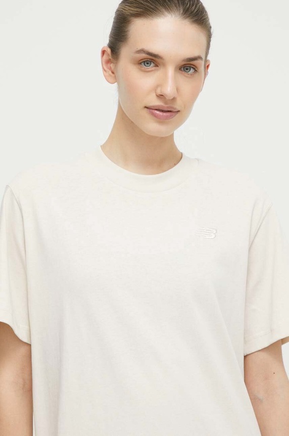 New Balance t-shirt bawełniany WT41501LIN beżowy WT41501LIN