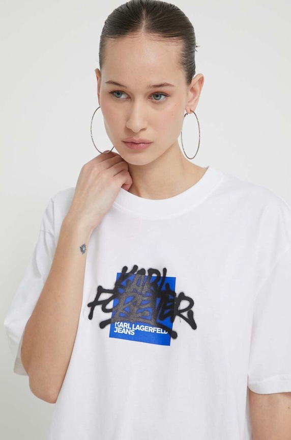 Karl Lagerfeld Jeans pamut póló 241J1711 fehér SS24