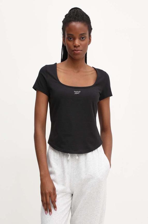 Μπλουζάκι Reebok Classic Wardrobe Essentials με ελαστάν μαύρο 100075530