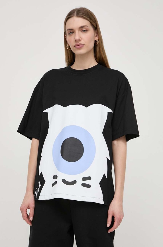 Bavlněné tričko Karl Lagerfeld x Darcel Disappoints potisk černá 241W1762