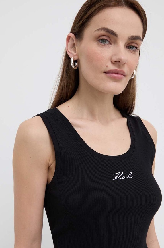Βαμβακερό τοπ Karl Lagerfeld βαμβάκι μαύρο 241W1712