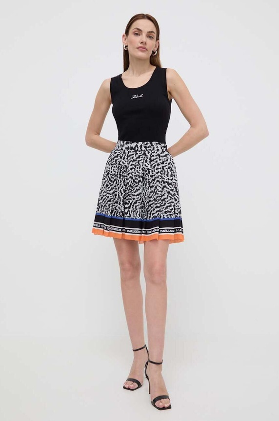 Βαμβακερό τοπ Karl Lagerfeld 241W1712 μαύρο SS24