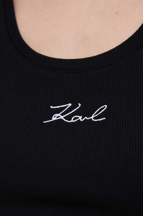 Βαμβακερό τοπ Karl Lagerfeld 241W1712 μαύρο