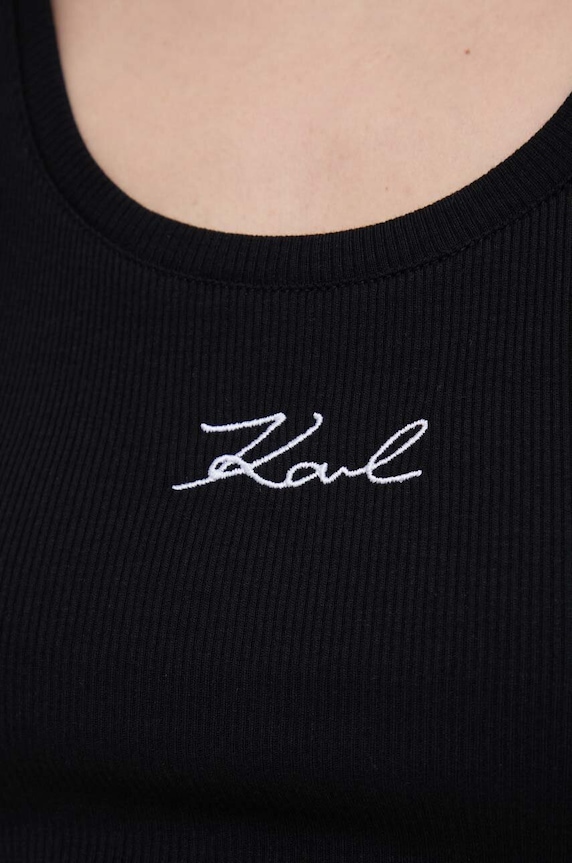Βαμβακερό τοπ Karl Lagerfeld 241W1712 μαύρο
