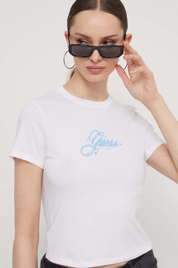 Guess Originals tricou din bumbac print alb W4GI05JA914