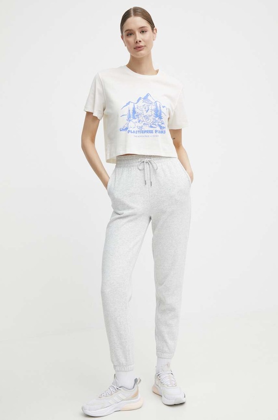 Βαμβακερό μπλουζάκι The North Face NF0A87E0QLI1 μπεζ SS24