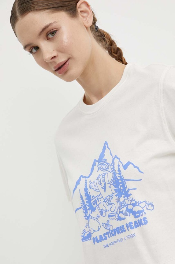 Βαμβακερό μπλουζάκι The North Face μπεζ NF0A87E0QLI1