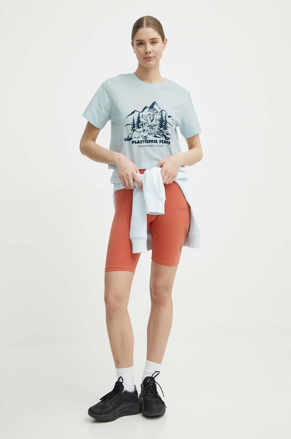 Βαμβακερό μπλουζάκι The North Face NF0A87E0O0R1 μπλε SS24