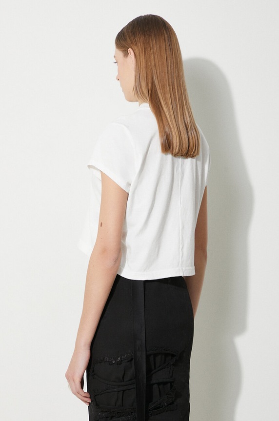Odzież Rick Owens t-shirt bawełniany Cropped Small Level T-Shirt DS01D1207.RN.11 biały