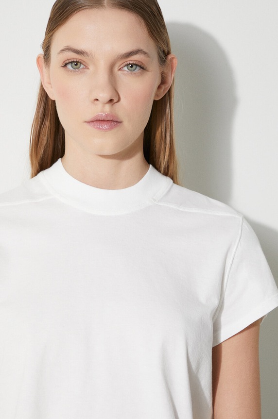Rick Owens t-shirt bawełniany Cropped Small Level T-Shirt DS01D1207.RN.11 biały