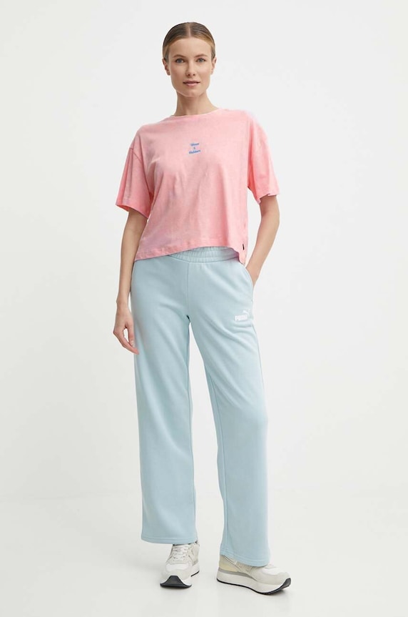 Picture t-shirt z domieszką lnu Hampy WTS483 różowy SS24