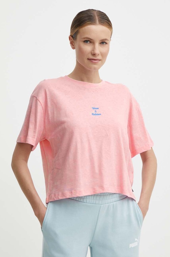 Picture t-shirt z domieszką lnu Hampy różowy WTS483