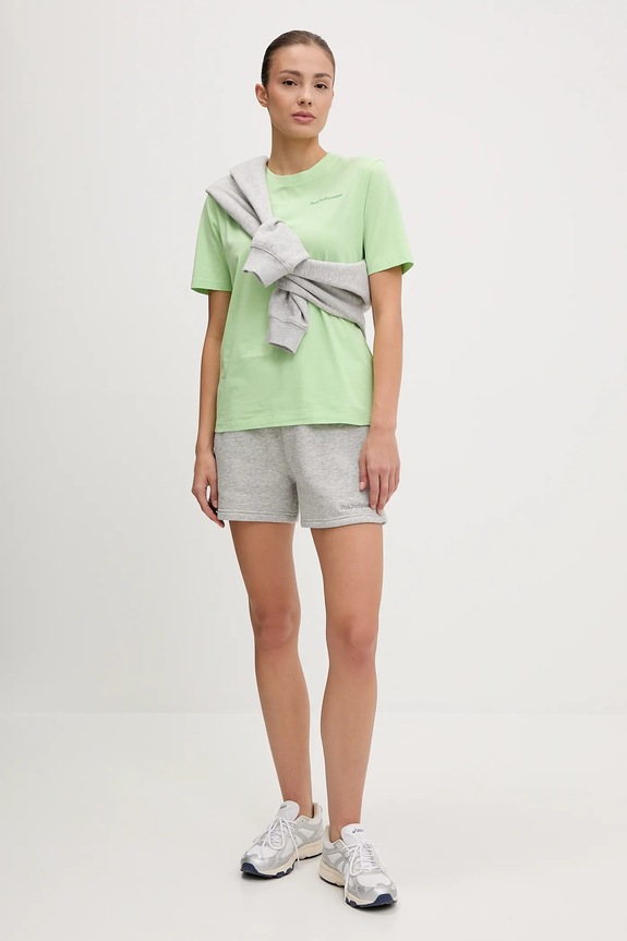 Pamučna majica Peak Performance G79571 zelena SS25