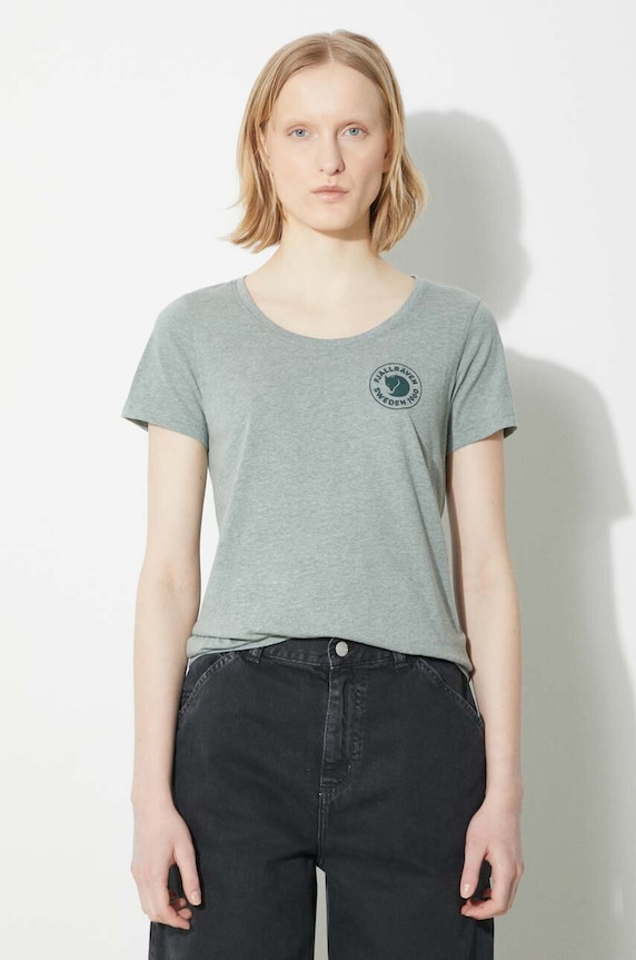 Majica kratkih rukava Fjallraven 1960 Logo T-shirt W slim zelena F83513.614.999