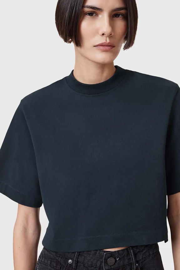 AllSaints pamut póló LOTTIE TEE W132JA sötétkék SS25