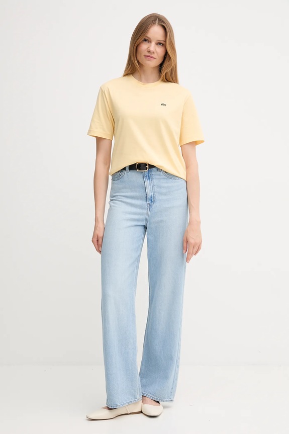 Lacoste tricou de femei din bumbac TF7215 galben SS26