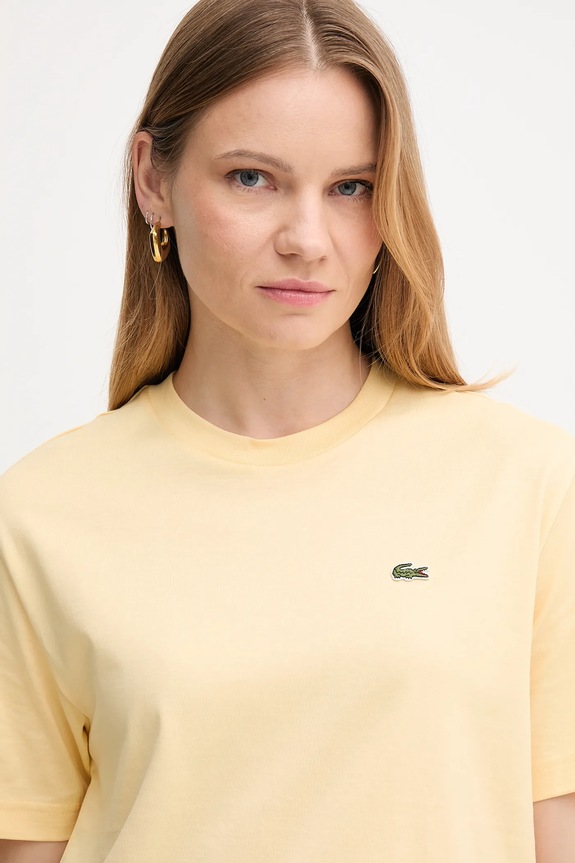 Lacoste tricou de femei din bumbac galben TF7215