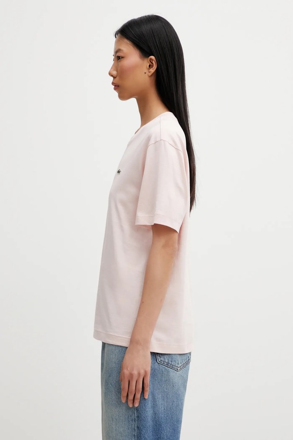 Lacoste T-shirt bawełniany damski TF7215 różowy SS26