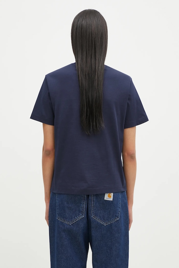 Ρούχα Lacoste t-shirt γυναικείο βαμβακερό TF7215 σκούρο μπλε