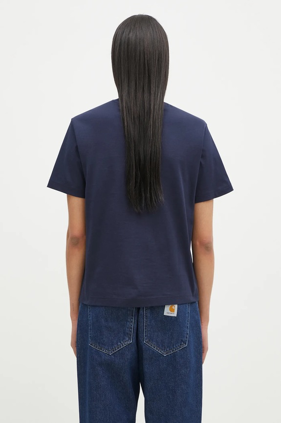 Odzież Lacoste T-shirt bawełniany damski TF7215 granatowy