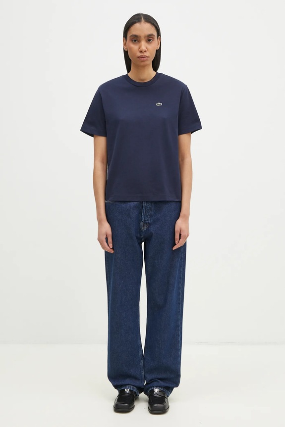 Lacoste t-shirt γυναικείο βαμβακερό σκούρο μπλε TF7215