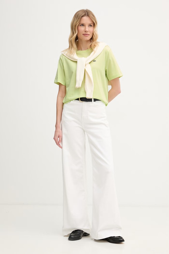 Lacoste Tricou de damă din bumbac TF7215 verde SS26