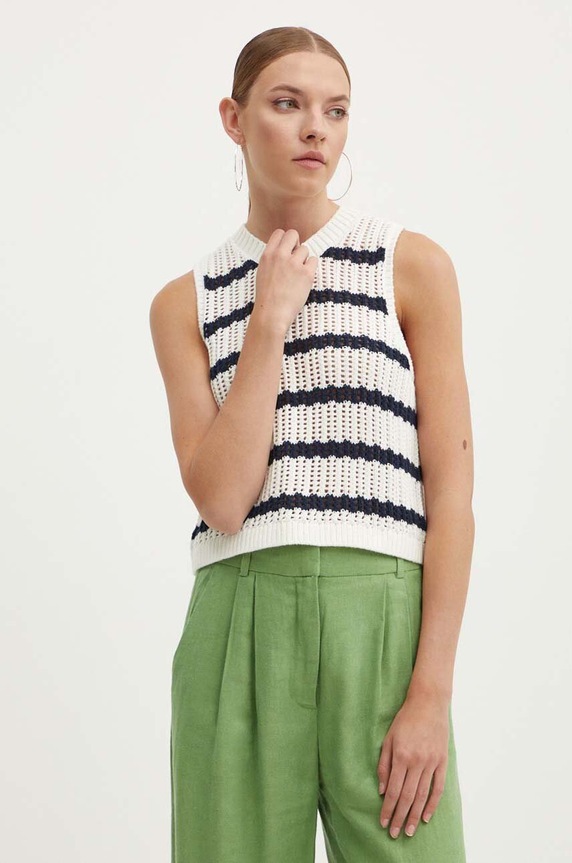 Pamučni prsluk Hollister Co. pamuk bež KI350.4186.104