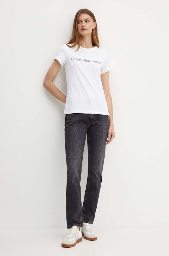 Calvin Klein Jeans pamut póló J20J220253 fehér SS24