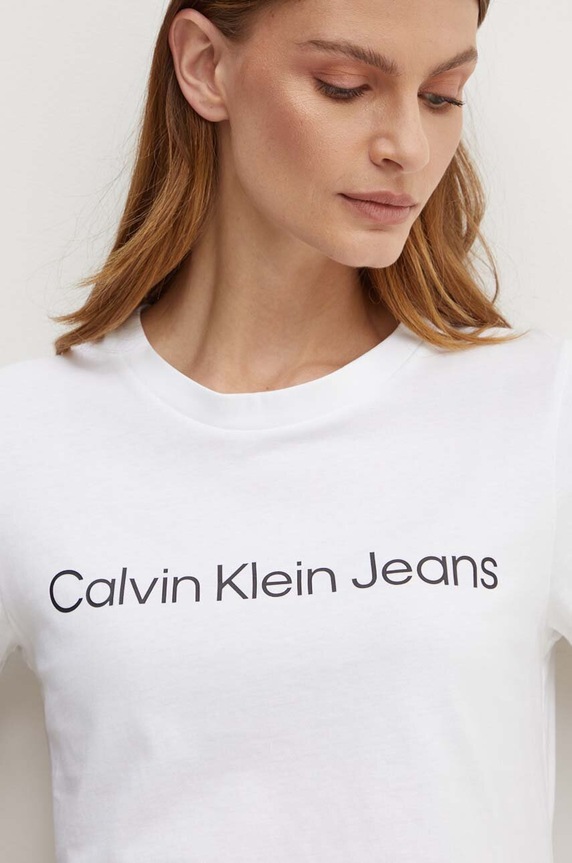 Calvin Klein Jeans pamut póló fehér J20J220253