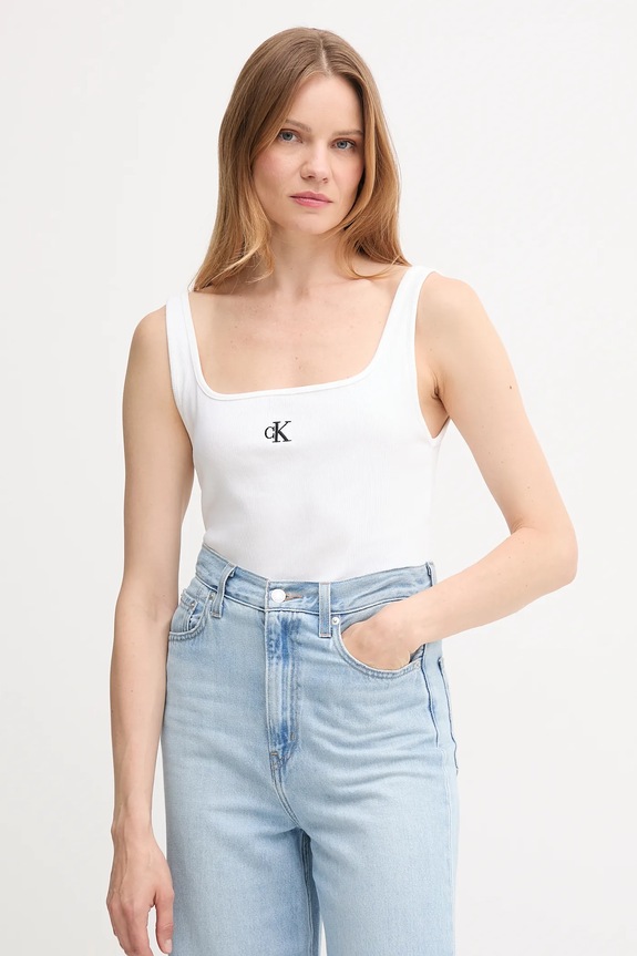 Calvin Klein Jeans top aplikacja biały J20J223192