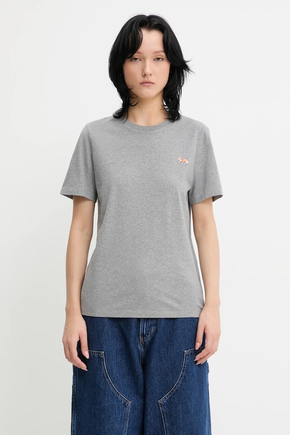 Bavlnené tričko Maison Kitsuné Baby Fox Patch Regular Tee Shirt regular sivá MW00110KJ0008