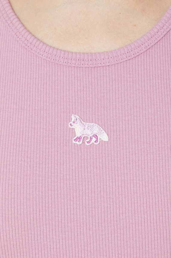 Maison Kitsuné cotton top Baby Fox Patch Ribbed Tank Top MW00121KJ0125