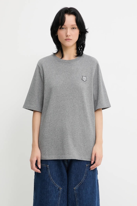 Βαμβακερό μπλουζάκι Maison Kitsuné Bold Fox Head Patch Comfort γκρί MW00127KJ0119