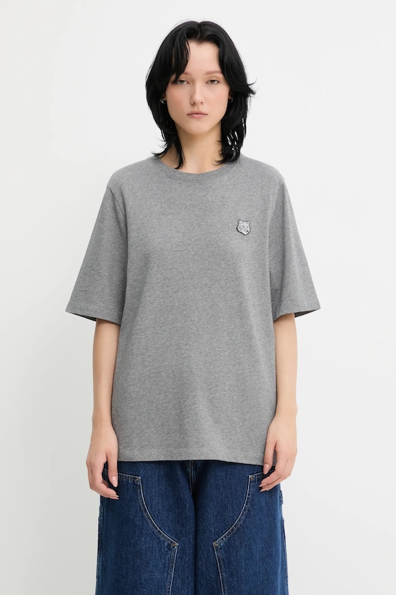 Βαμβακερό μπλουζάκι Maison Kitsuné Bold Fox Head Patch Comfort γκρί MW00127KJ0119