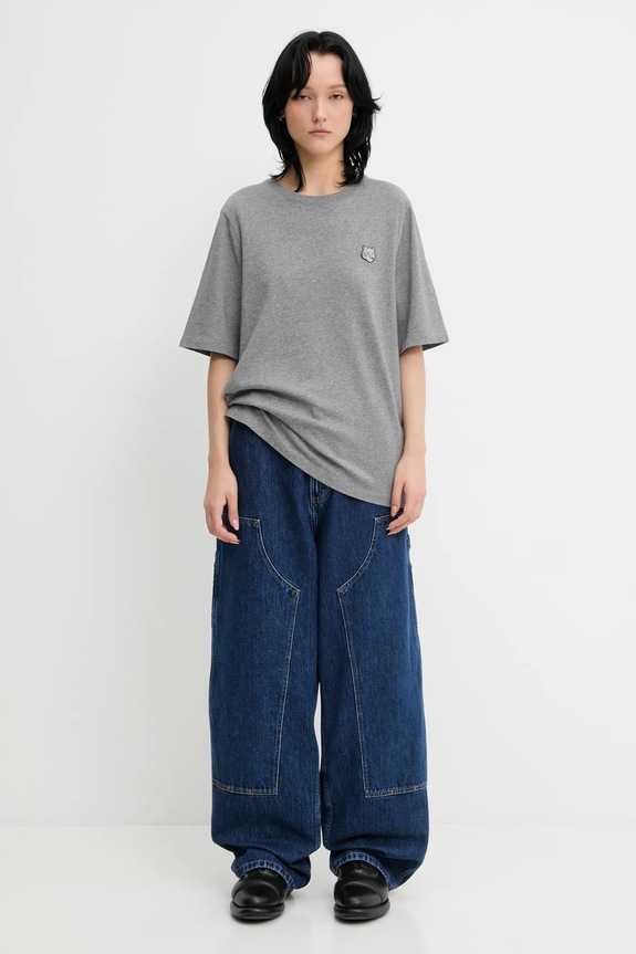 Βαμβακερό μπλουζάκι Maison Kitsuné Bold Fox Head Patch Comfort MW00127KJ0119 γκρί