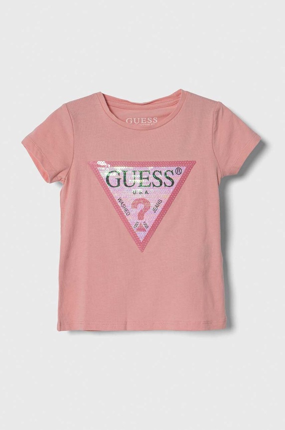 Dětské tričko Guess s elastanem růžová K4RI31.K6YW1.PPYH