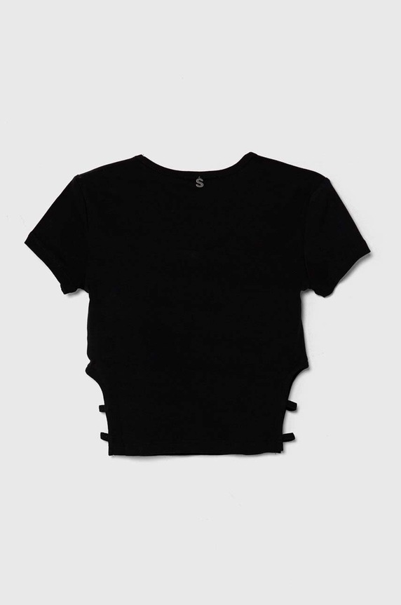 Sisley t-shirt bawełniany dziecięcy 3I9WX1047.G.Seasonal czarny SS24