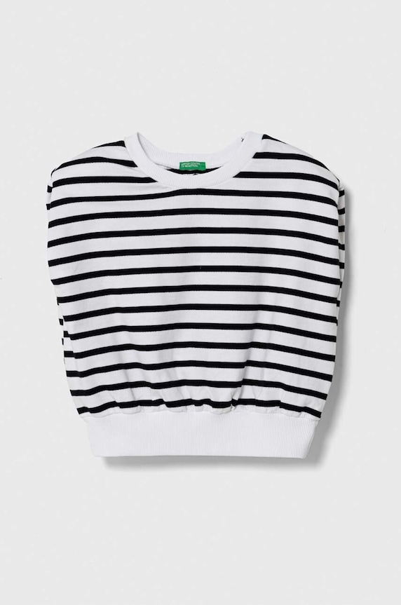 United Colors of Benetton top bawełniany dziecięcy okrągły czarny 3O01C10I2.G.Seasonal