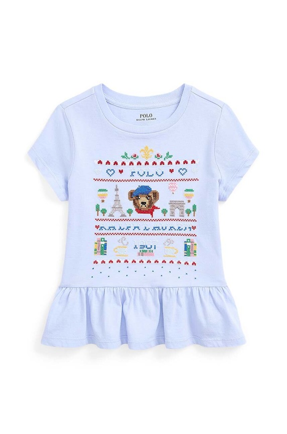 Polo Ralph Lauren t-shirt bawełniany dziecięcy nadruk niebieski 312935041001