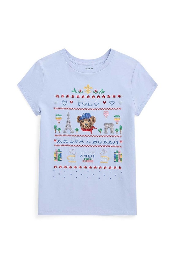 Polo Ralph Lauren t-shirt bawełniany dziecięcy nadruk niebieski 313935042001
