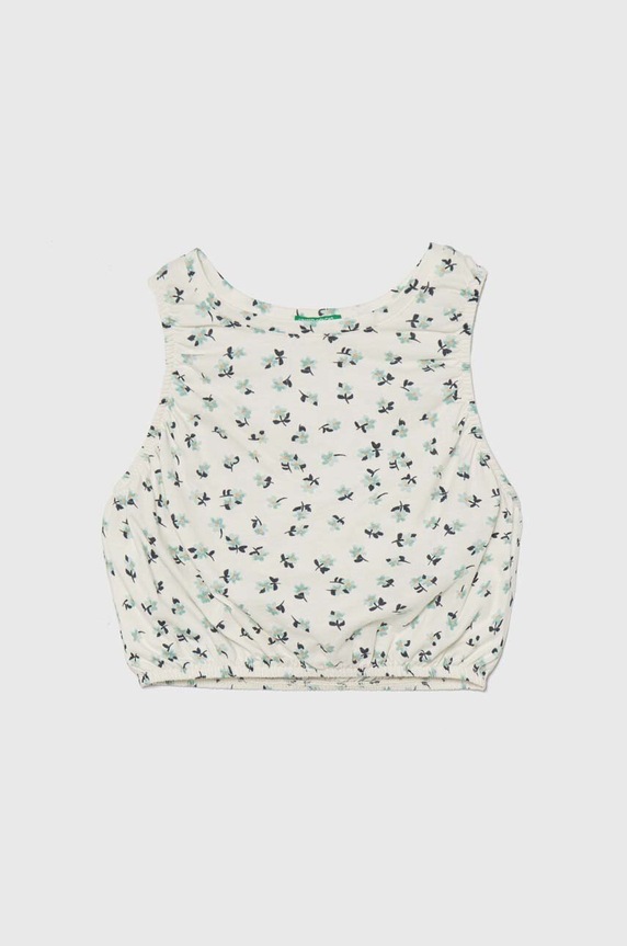 Dětský bavlněný top United Colors of Benetton kulatý béžová 3M39CH01P.G.Seasonal