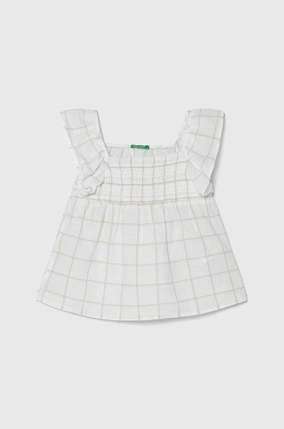Dětská lněná halenka United Colors of Benetton len bílá 56A9CQ02Q.G.Seasonal