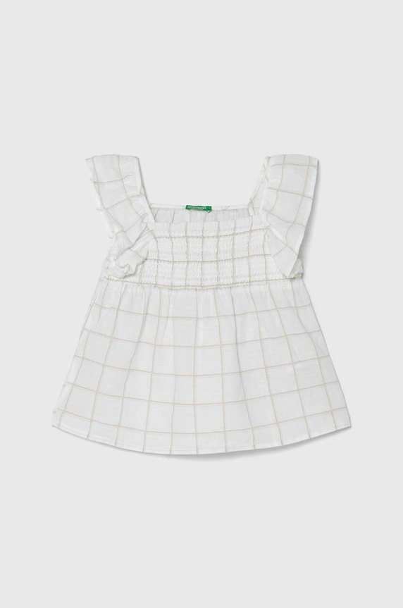 Dětská lněná halenka United Colors of Benetton len bílá 56A9CQ02Q.G.Seasonal