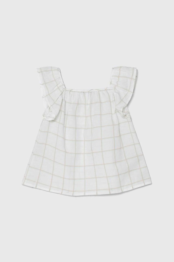 Dětská lněná halenka United Colors of Benetton 56A9CQ02Q.G.Seasonal bílá SS24