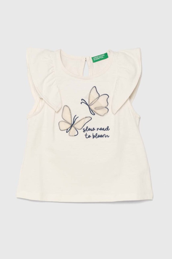 United Colors of Benetton top copii imprimeu bej 3LHAG10EM.P.Seasonal