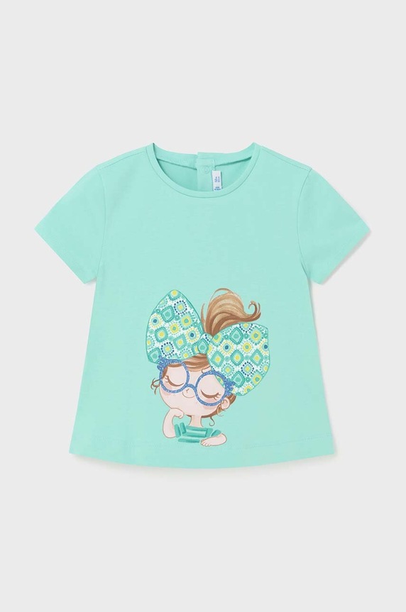 Mayoral t-shirt niemowlęcy z elastanem turkusowy 1014.4Q.Baby.PPYH